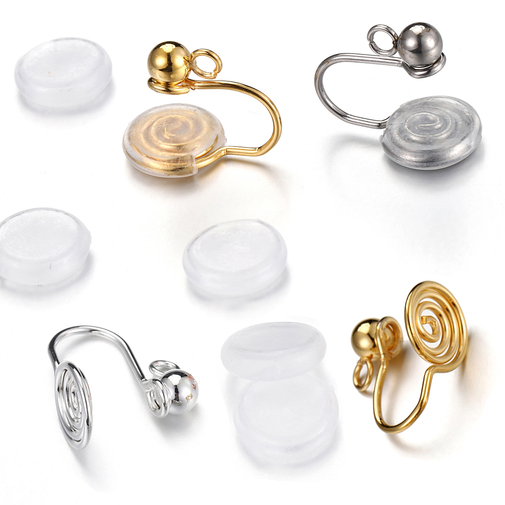 Body Jewelry - ต่างหูแบบหนีบสแตนเลส 10 ชิ้น แบบเกลียว สำหรับคนไม่เจาะหู อุปกรณ์แปลงรูปแบบสำหรับทำเครื่องประดับ