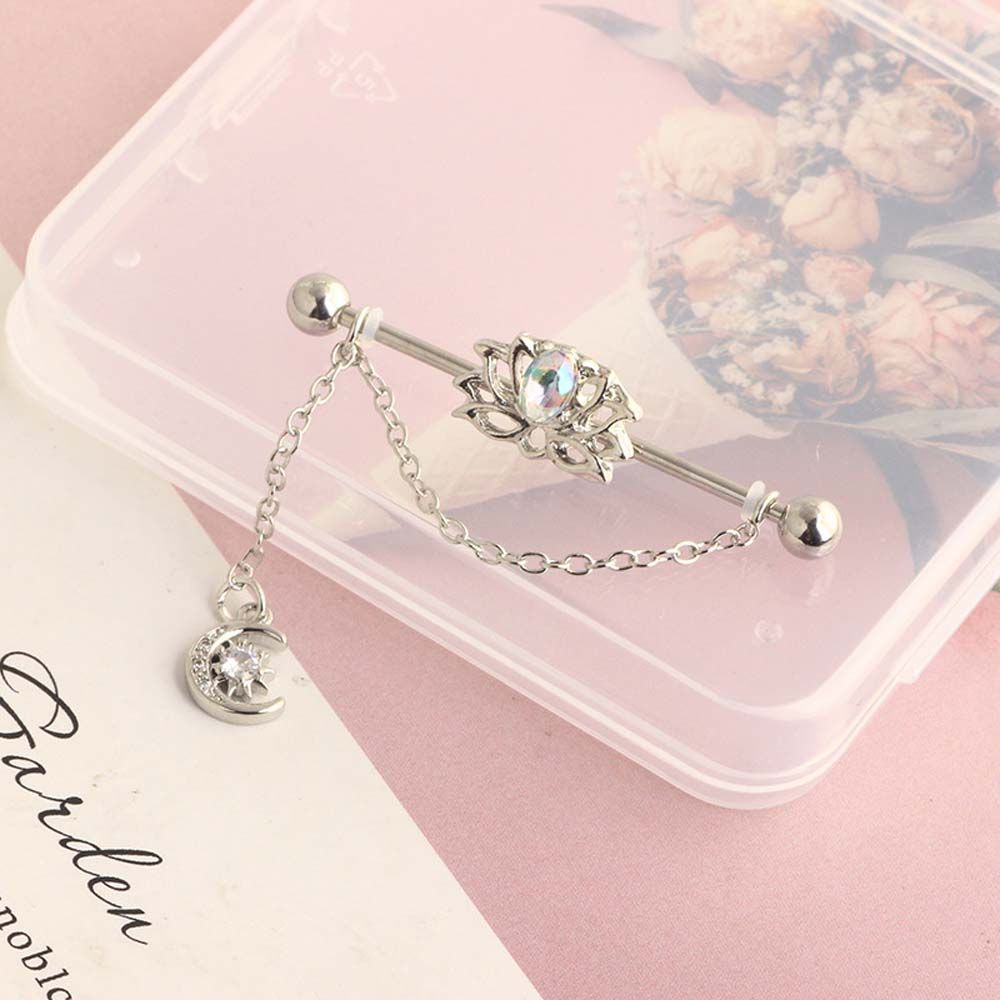 Industrial Barbell Long - เครื่องประดับเจาะหูสำหรับผู้หญิง จี้รูปหัวใจ ต่างหูแบบยาว ต่างหูเจาะกระดูกอ่อน ต่างหูแบบบาร์เบลล์สไตล์อินดัสเทรียล