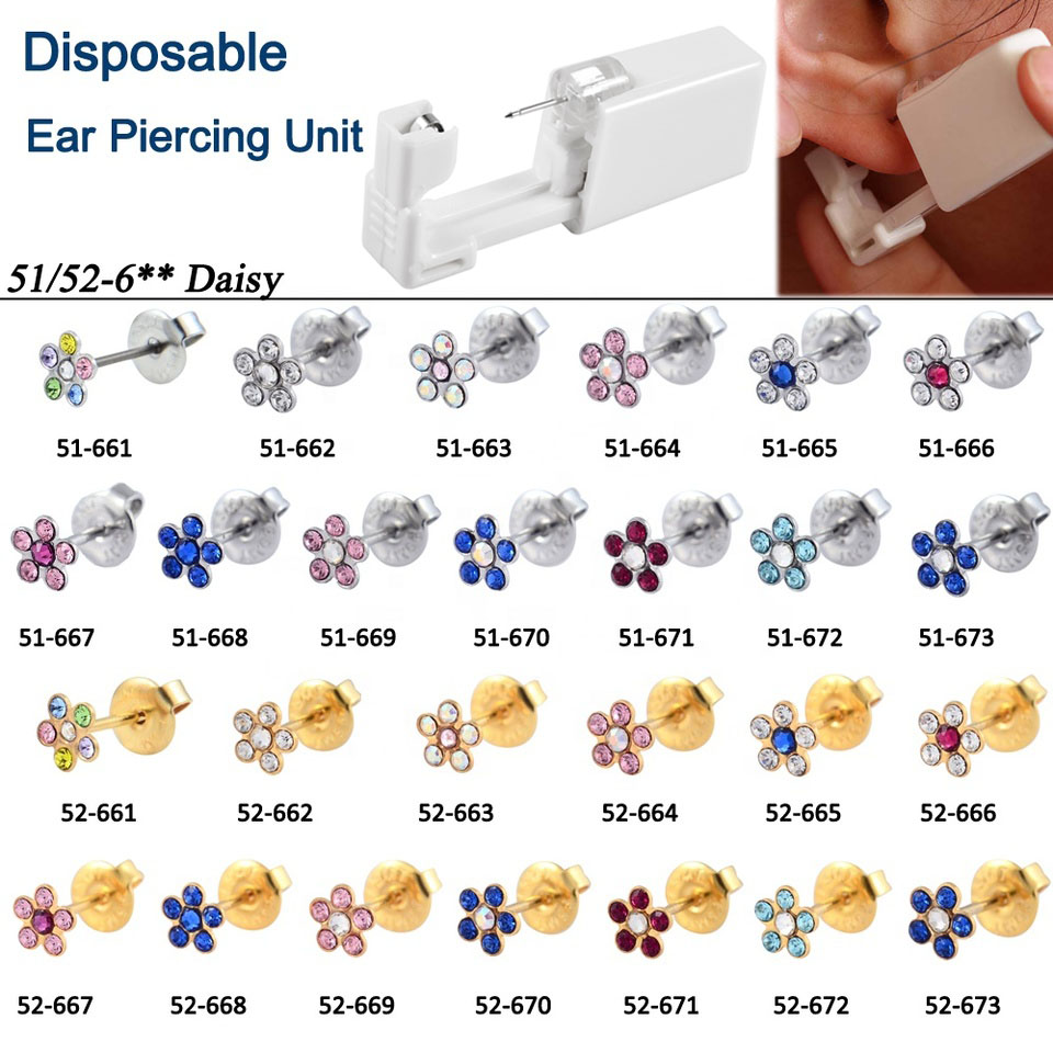 Body Jewelry Factory - 1ชิ้นอุปกรณ์เจาะจมูกหูปลอดภัยแบบใช้แล้วทิ้งเครื่องมือเครื่องมือเจาะรูแบบไม่ต้องเจ็บชุดเครื่องมือเลือกสตั๊ดดีไซน์