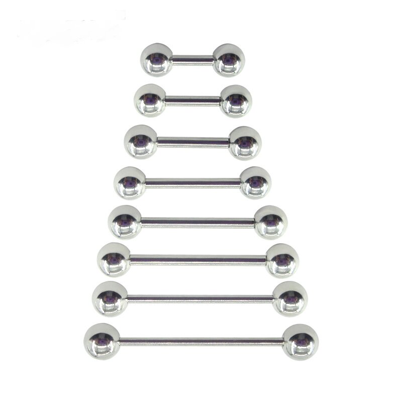 Industrial Barbell Long - 2 ชิ้น 0.8 มม.สแตนเลสสตีลยาวตรงอุตสาหกรรม Barbell แหวนเครื่องประดับลิ้นหัวนม