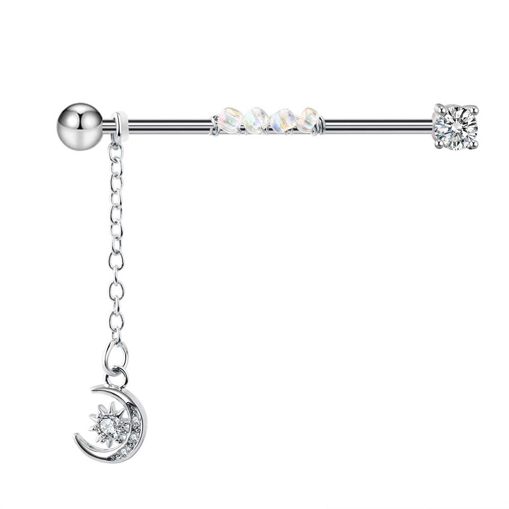 Industrial Barbell Long - ต่างหูบาร์เบลล์ ของขวัญสำหรับสาวๆ ต่างหูบาร์เบลล์รูปทรงลูกศร ต่างหูบาร์เบลล์แบบอุตสาหกรรม ต่างหูบาร์เบลล์แบบยาว ต่างหูบาร์เบลล์สำหรับกระดูกอ่อน