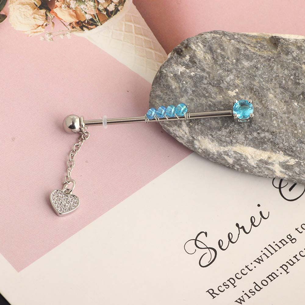 Industrial Barbell Long - เครื่องประดับ จี้รูปหัวใจแบบบาร์เบลล์สไตล์พังก์ ต่างหูแบบสตั๊ดสำหรับกระดูกอ่อนหู ต่างหูแบบบาร์เบลล์ยาว ต่างหูแบบสตั๊ดสำหรับกระดูกหู