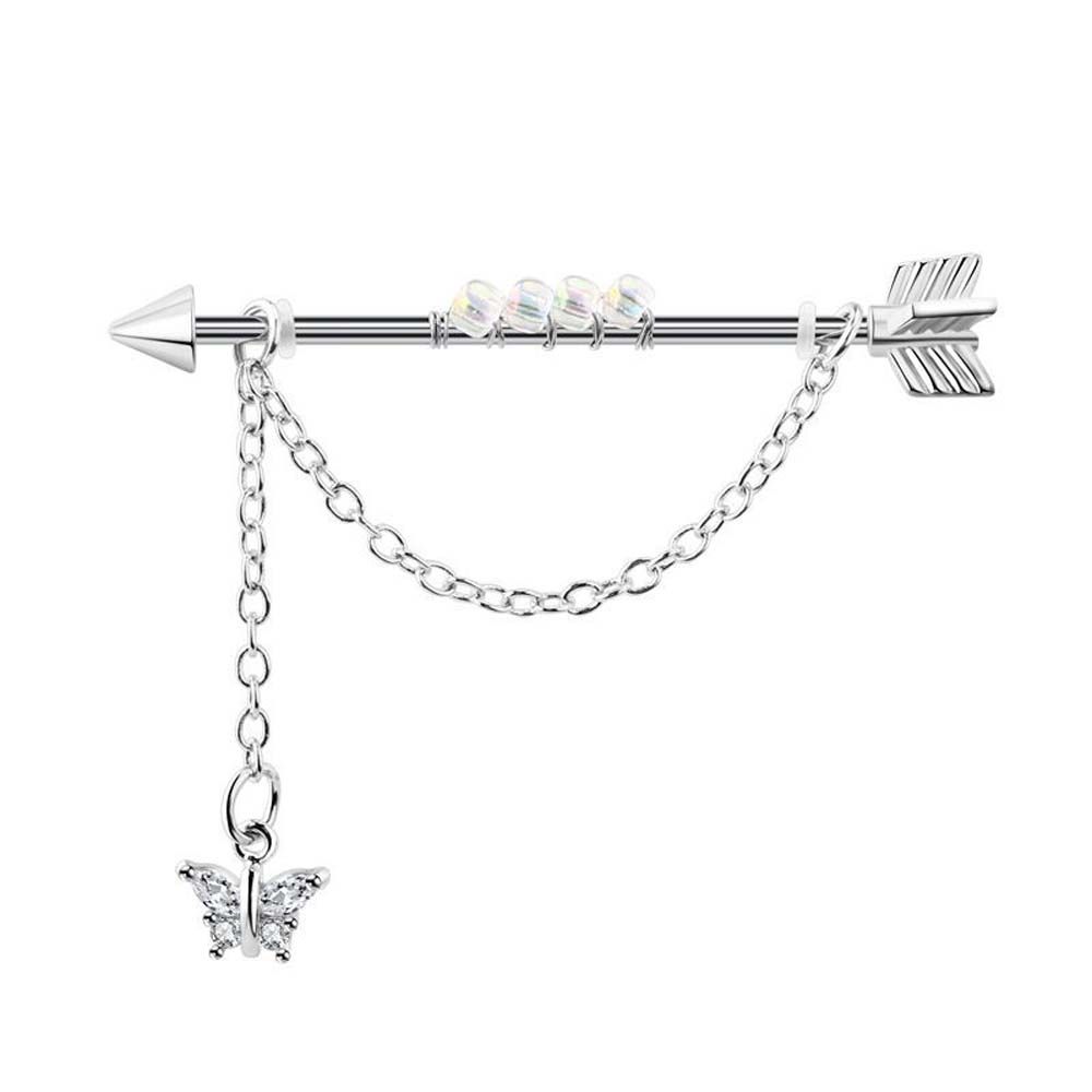 Industrial Barbell Long - จี้รูปหัวใจสไตล์พังก์สำหรับเจาะหู เครื่องประดับสำหรับงานปาร์ตี้ ต่างหูแบบยาว ต่างหูแบบเจาะกระดูกอ่อน ต่างหูแบบบาร์เบลล์สไตล์อินดัสเทรียล