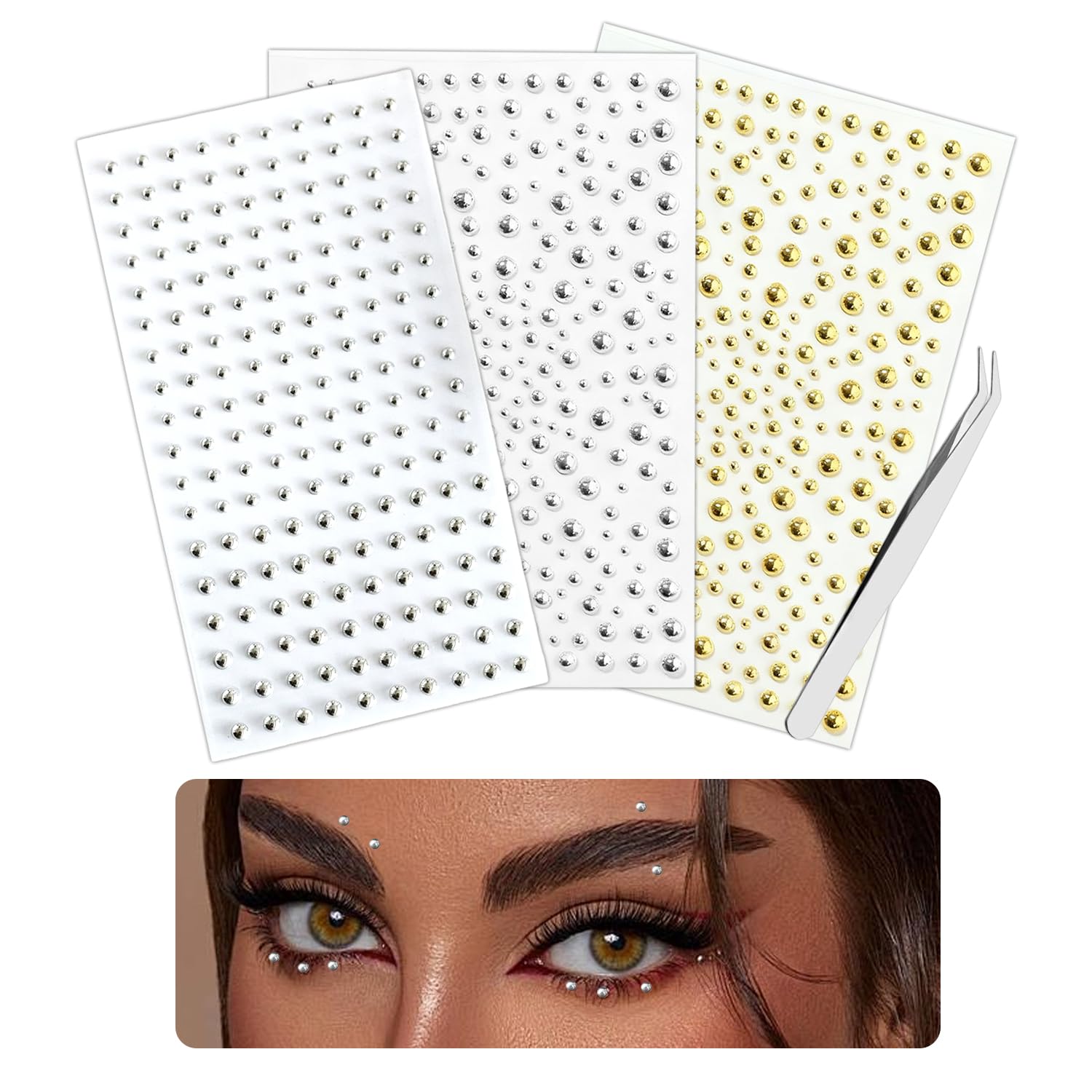 Body Jewelry Nose - สติกเกอร์แหวนร่างกายใบหน้ากาวตัวเองอัญมณี Piercings ปลอมชุดพร้อมกับกีดเงิน Rhinestone Studs สำหรับจมูก