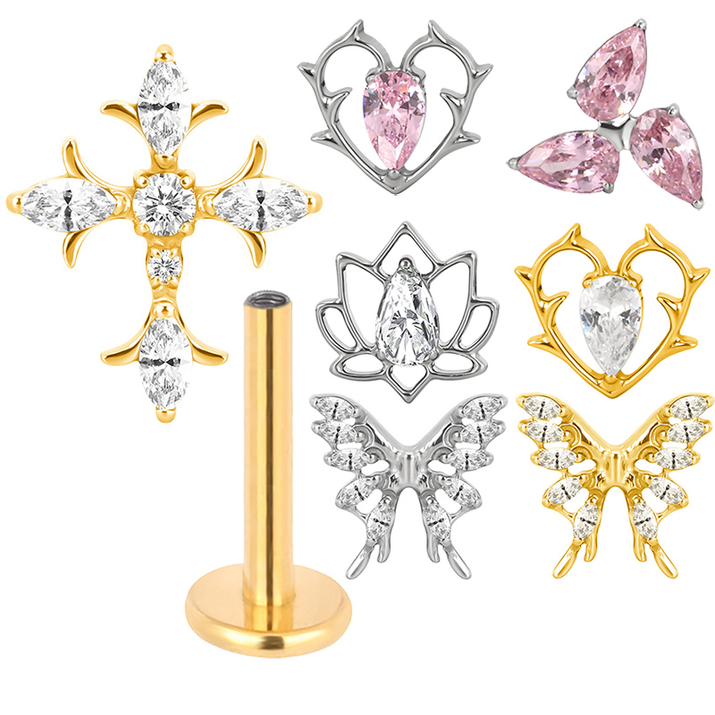 Body Jewelry Factory - ASTM F136 ไทเทเนียมหู PIERC ผีเสื้อ Lotus
