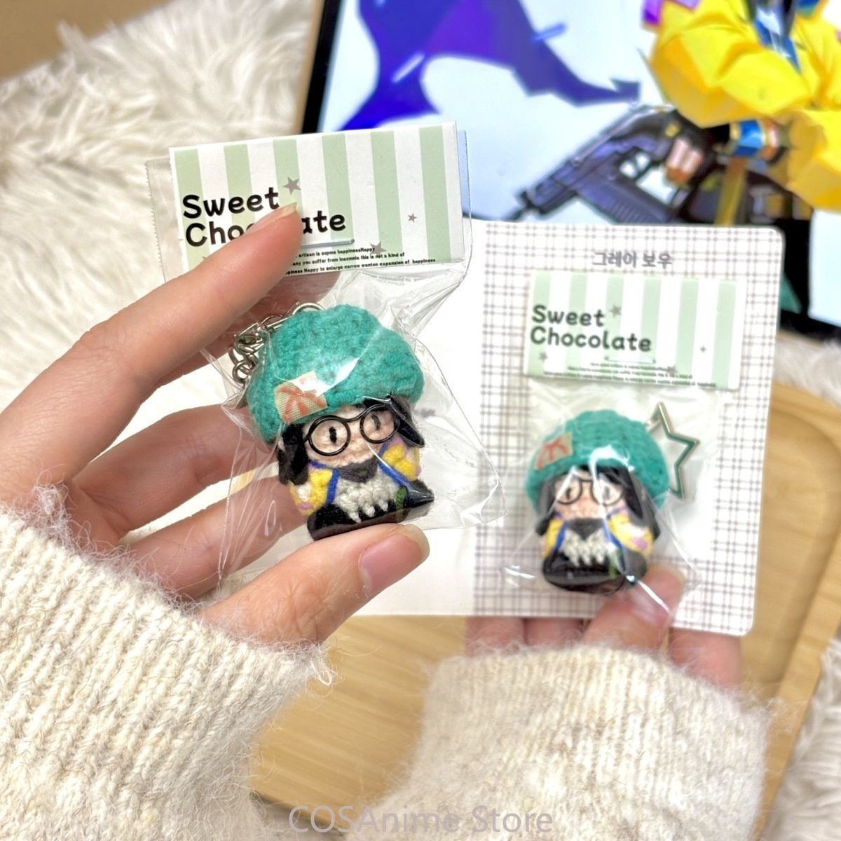 Body Jewelry - ตุ๊กตาถักนิตติ้ง VALORANT Killjoy สำหรับคอสเพลย์ ตุ๊กตาขนาดเล็ก กระเป๋าพวงกุญแจ