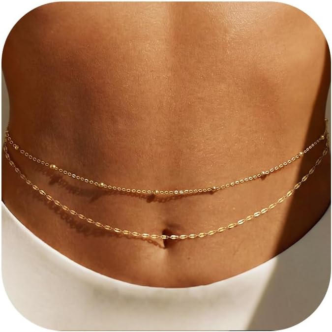 Body Jewelry For Sale - โซ่คาดเอวชุบทอง 14K สำหรับผู้หญิง แบบหลายชั้น ประดับลูกปัดทอง สายคาดเอวแบบโซ่