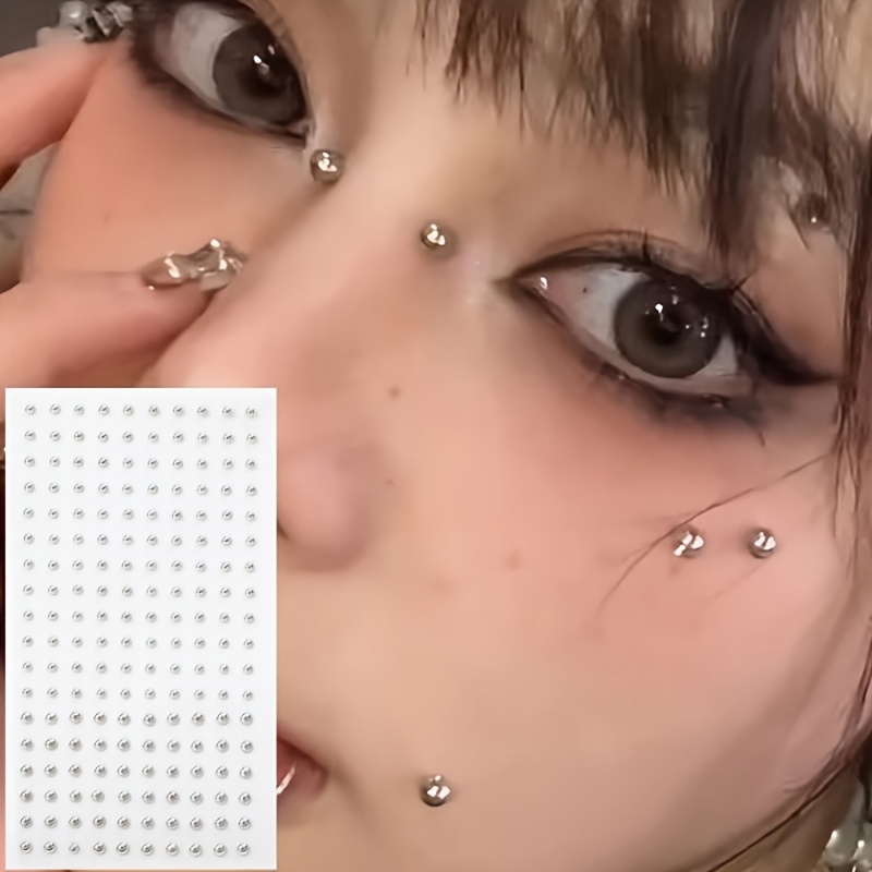 Body Jewelry Kit - ชุดอุปกรณ์เจาะปลอมแบบไม่ต้องเจาะ 4 ชิ้น พร้อมต่างหูสำหรับริมฝีปาก/จมูก/คิ้ว 4 ชิ้น