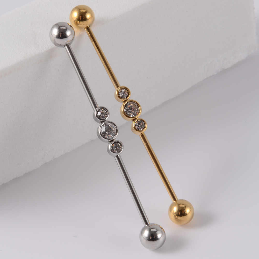 1ชิ้นต่างหูเพทายแบบสะพานยาวสำห - Industrial Barbell Long บทวิจารณ์และราคา