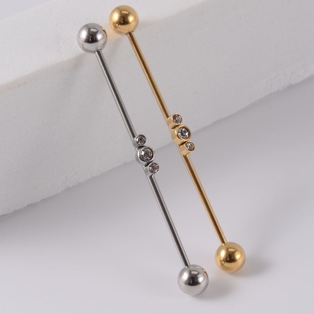 1ชิ้นต่างหูเพทายแบบสะพานยาวสำห - Industrial Barbell Long บทวิจารณ์และราคา
