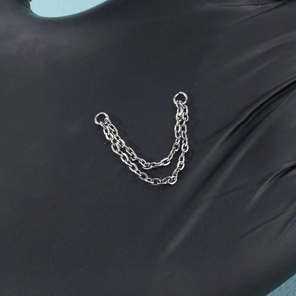 โซ่จมูกไทเทเนียม 3 ชั้น โซ่คู่ - Body Jewelry Nose บทวิจารณ์และราคา
