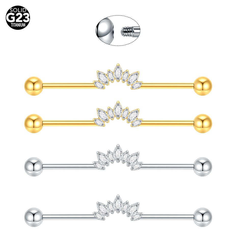1/5PCS ไทเทเนียม 14G CZ อุตสาห - Industrial Barbell Long บทวิจารณ์และราคา
