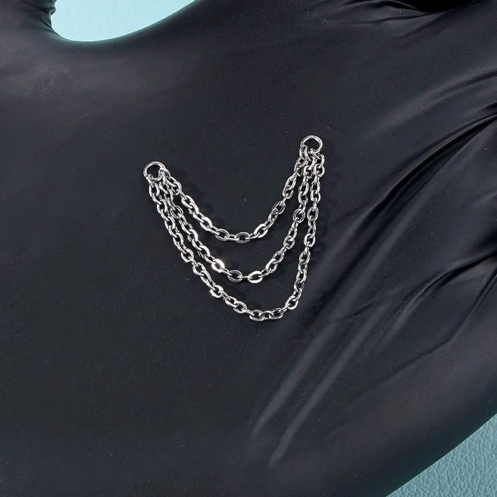 แฟชั่นโซ่จมูกไทเทเนียม โซ่คู่  - Body Jewelry Nose บทวิจารณ์และราคา