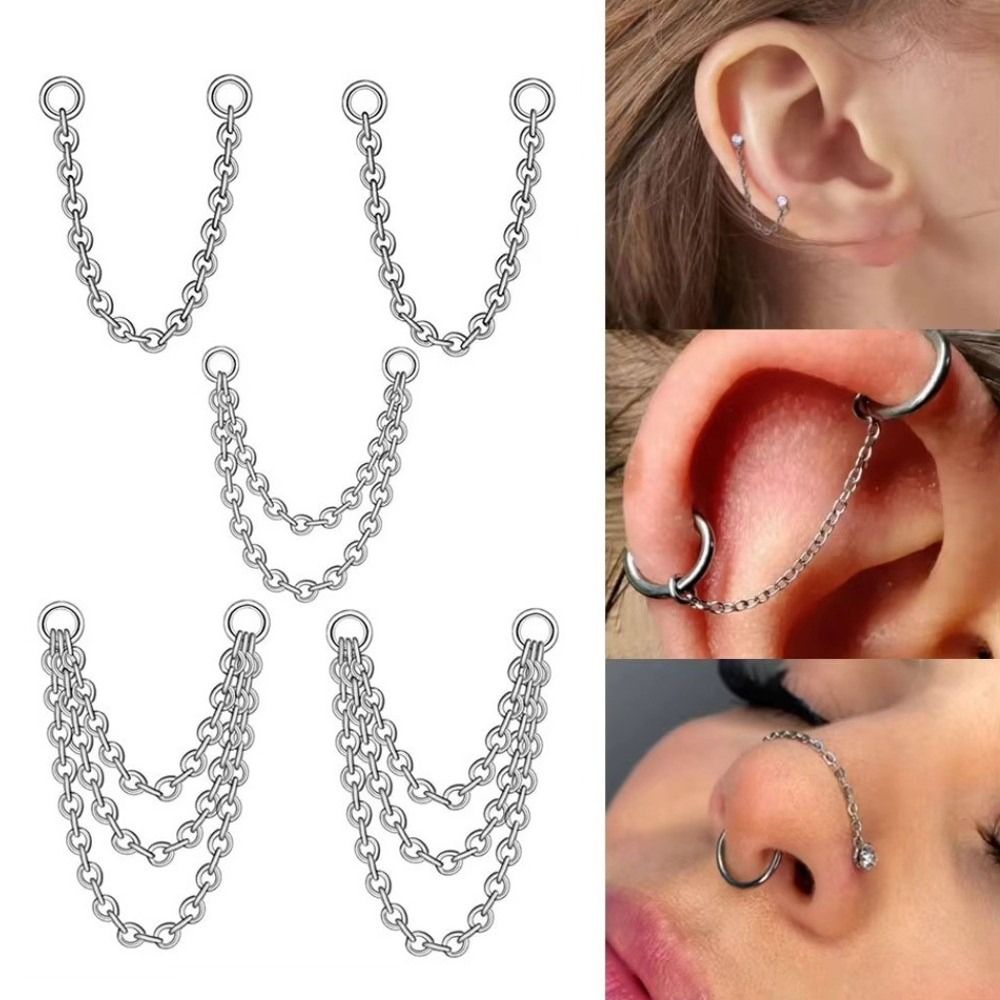 แฟชั่นโซ่จมูกไทเทเนียม โซ่คู่  - Body Jewelry Nose บทวิจารณ์และราคา