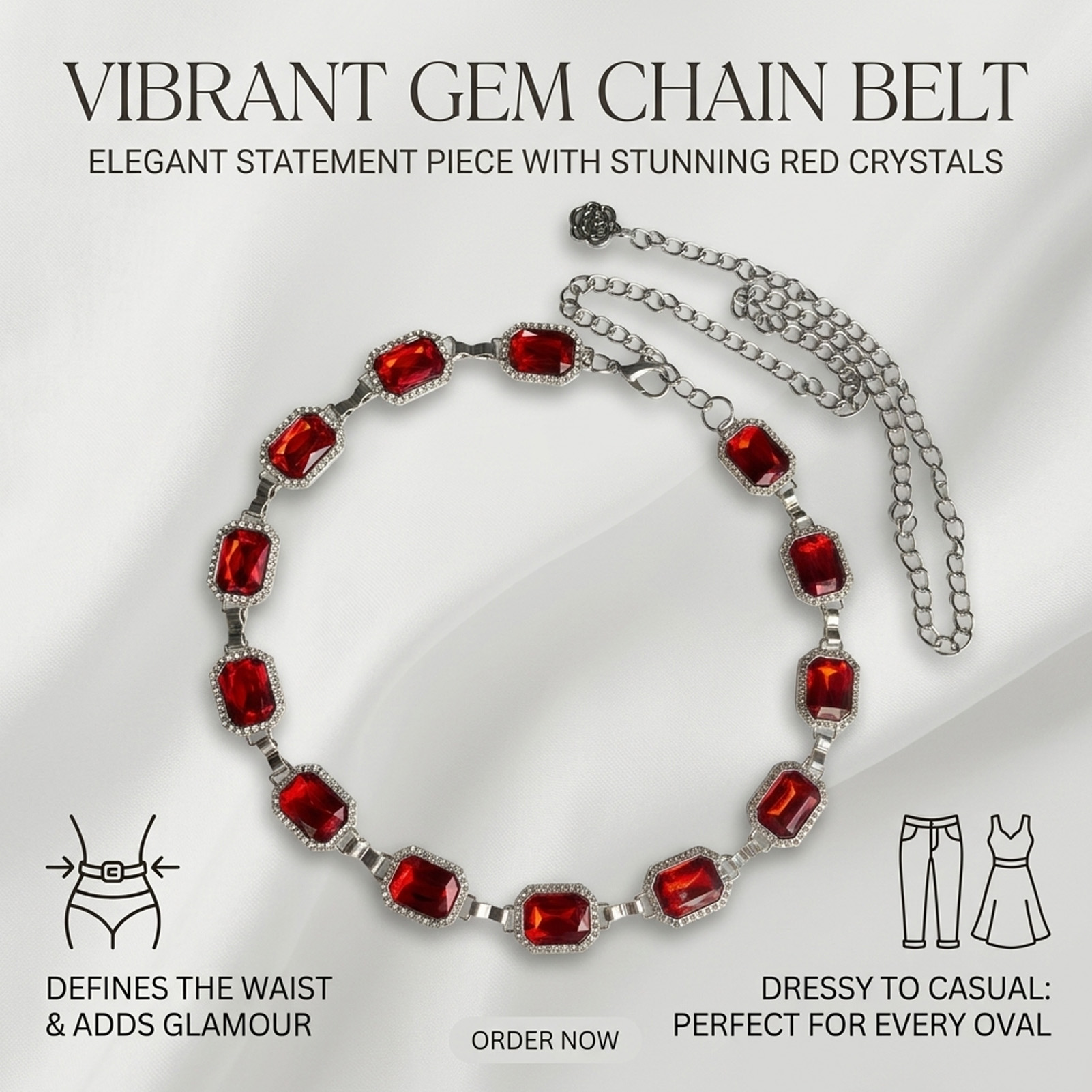โซ่คาดเอวประดับคริสตัลแก้วทรงส - Body Jewelry For Sale บทวิจารณ์และราคา