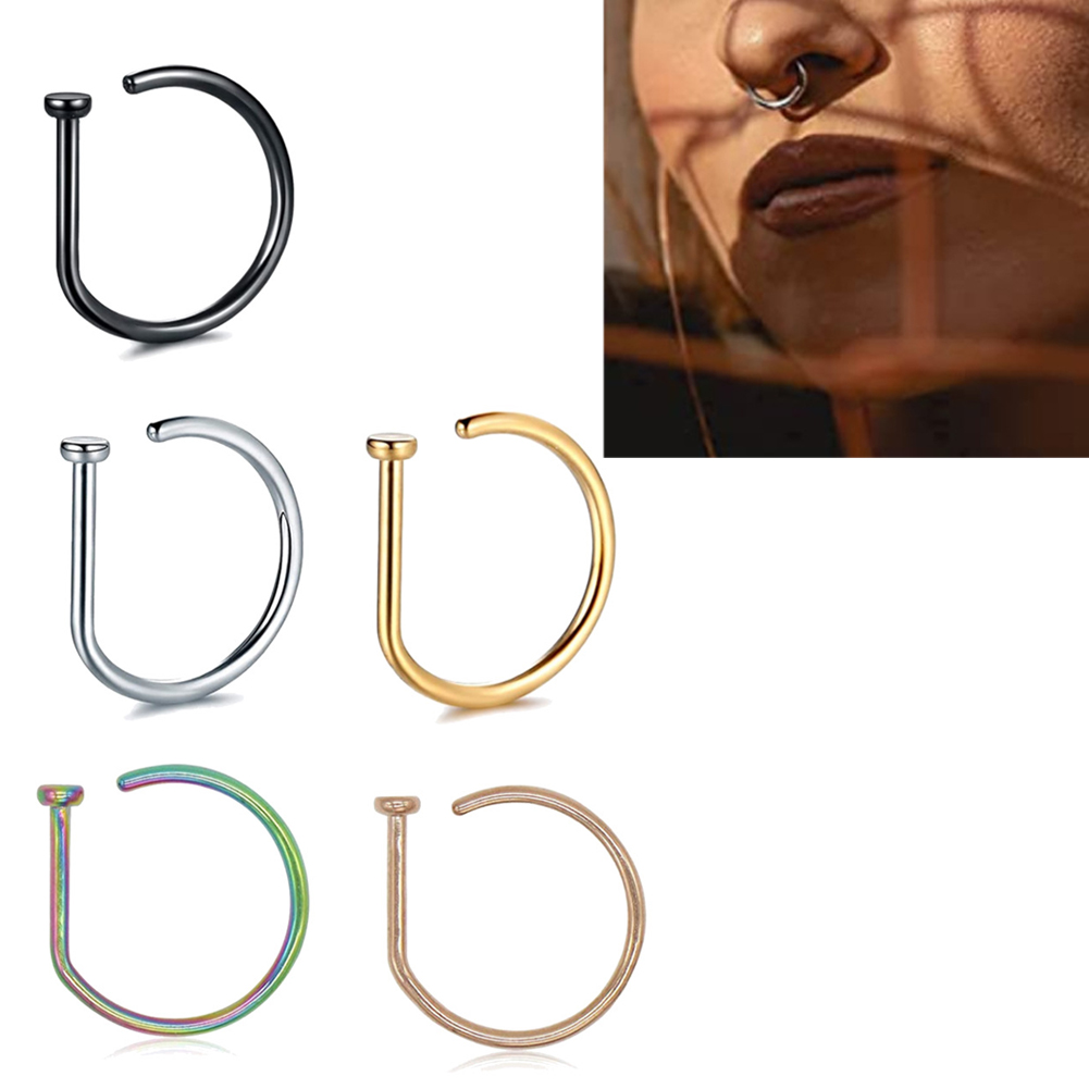 1PC ชายหญิงแหวนจมูกปลอม D รูปร - Body Jewelry Nose บทวิจารณ์และราคา