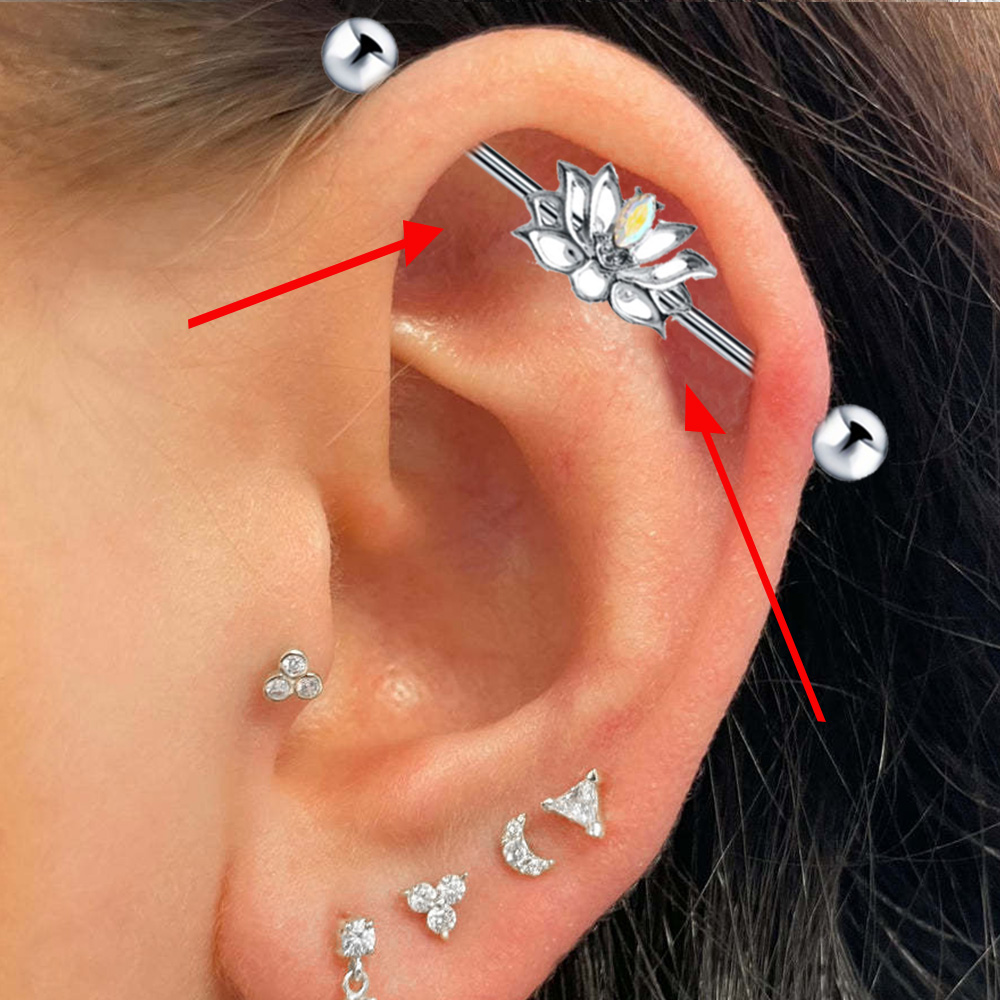 1PC เหล็กผ่าตัดอุตสาหกรรมเจาะ  - Industrial Barbell Long บทวิจารณ์และราคา
