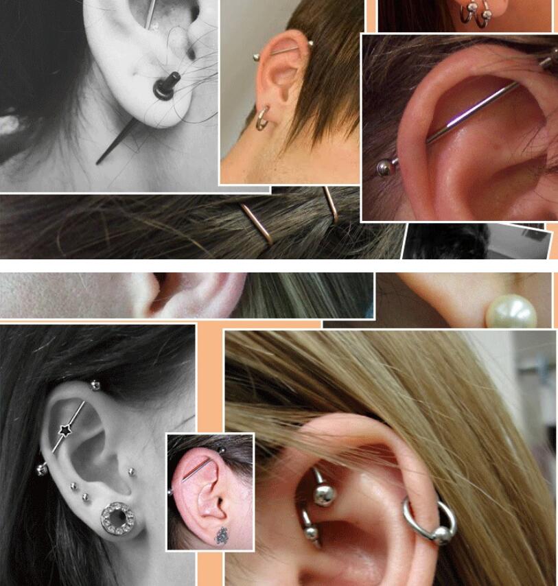 2 ชิ้น 0.8 มม.สแตนเลสสตีลยาวตร - Industrial Barbell Long บทวิจารณ์และราคา
