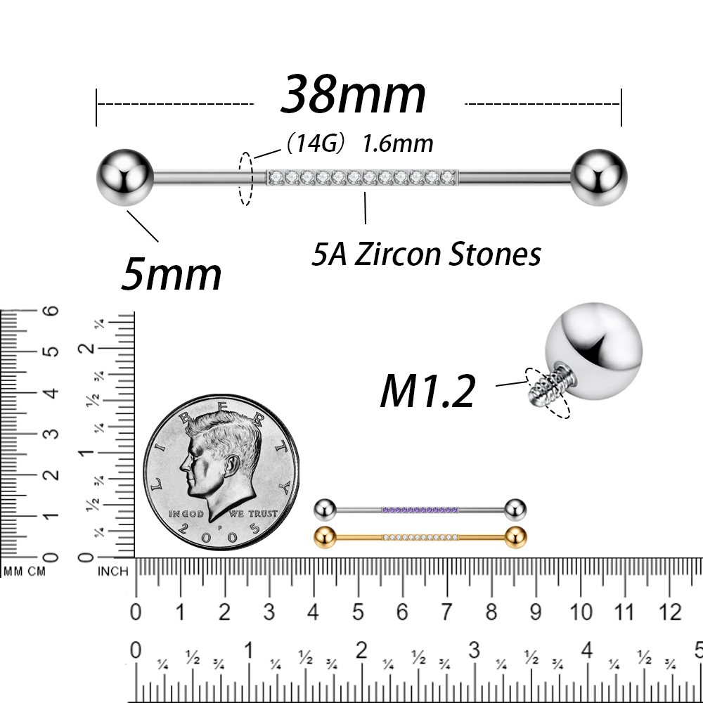 G23 ไทเทเนียม Body Piercing เค - Industrial Barbell Long บทวิจารณ์และราคา