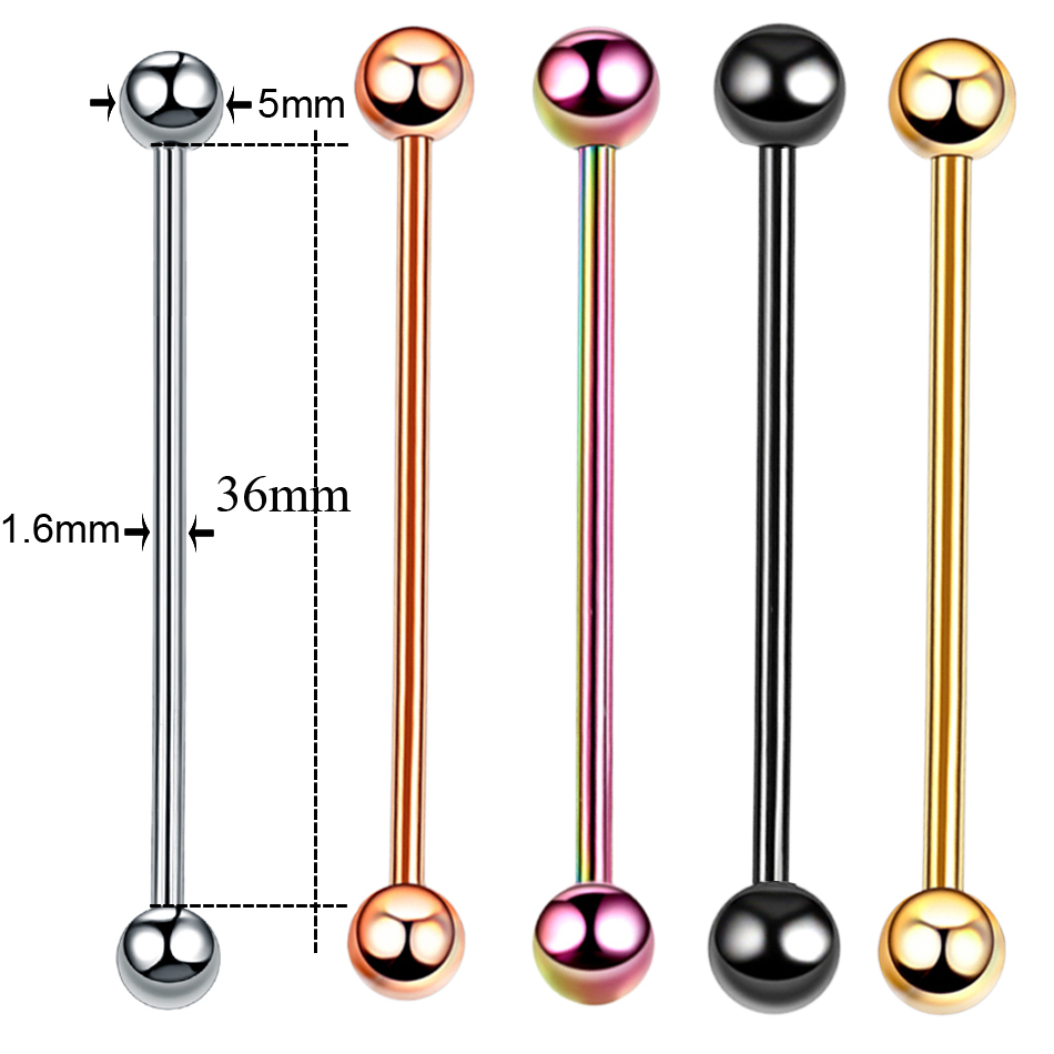 1PC ไทเทเนียมเจาะอัญมณีอุตสาหก - Industrial Barbell Long บทวิจารณ์และราคา