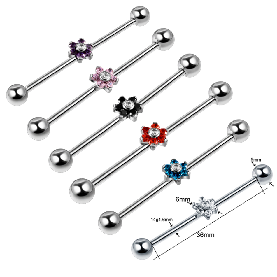 1PC ไทเทเนียมเจาะอัญมณีอุตสาหก - Industrial Barbell Long บทวิจารณ์และราคา