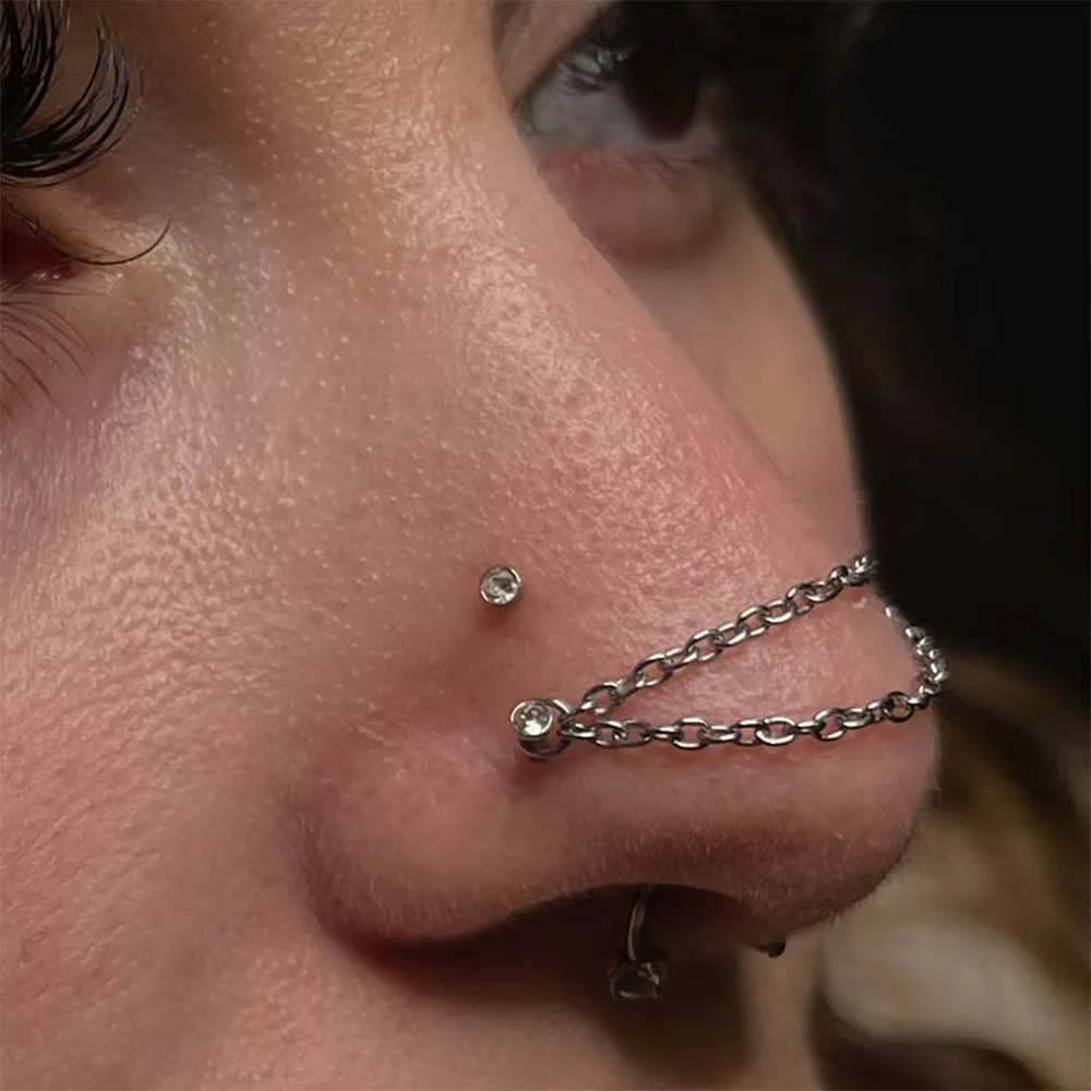 โซ่จมูกไทเทเนียมแฟชั่น โซ่คู่  - Body Jewelry Nose บทวิจารณ์และราคา