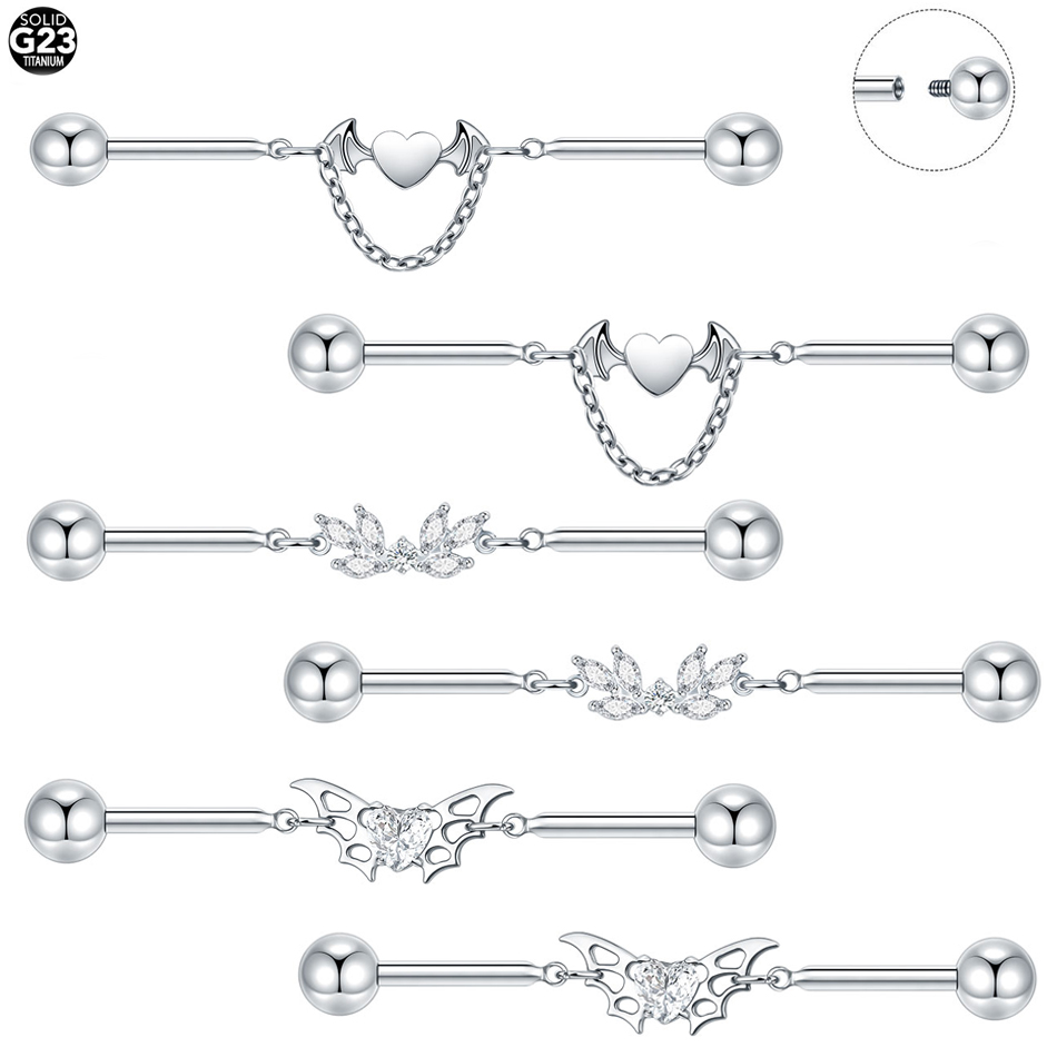 ต่างหูเจาะไทเทเนียมแบบเกลียวใน - Industrial Barbell Long บทวิจารณ์และราคา