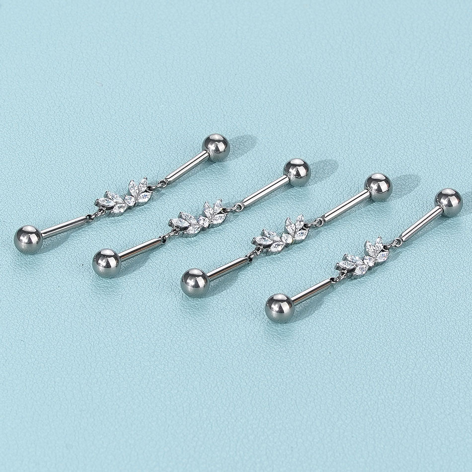 ต่างหูเจาะไทเทเนียมแบบเกลียวใน - Industrial Barbell Long บทวิจารณ์และราคา