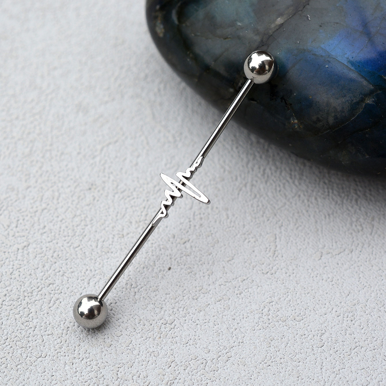 ต่างหูแบบแท่งยาวสแตนเลส 16G 1  - Industrial Barbell Long บทวิจารณ์และราคา