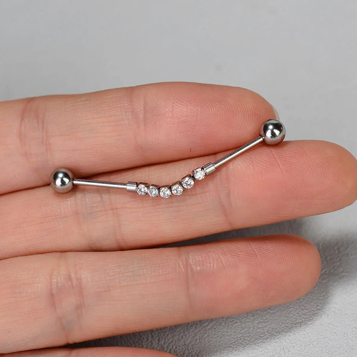 ต่างหูแบบแท่งสแตนเลสสตีล 1 ชิ้ - Industrial Barbell Long บทวิจารณ์และราคา