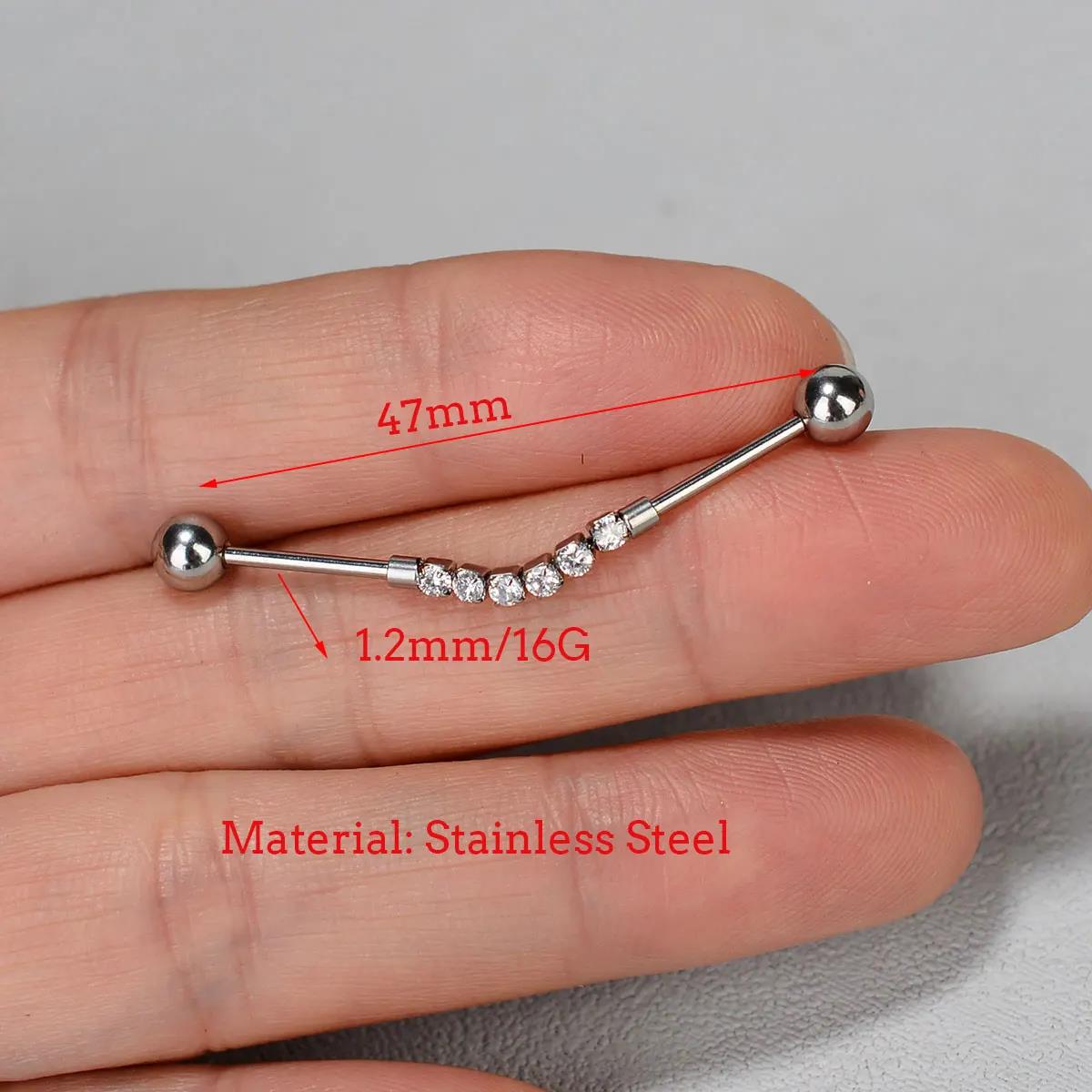 ต่างหูแบบแท่งสแตนเลสสตีล 1 ชิ้ - Industrial Barbell Long บทวิจารณ์และราคา
